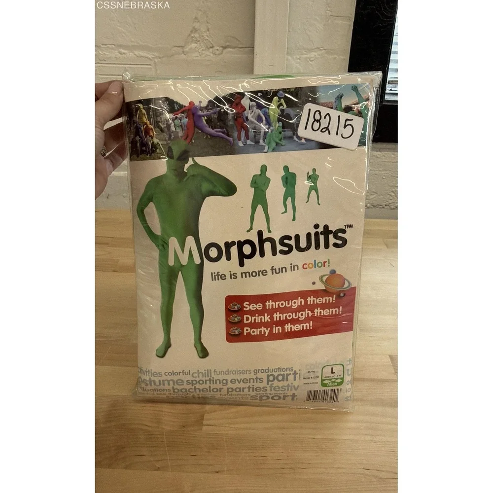 Morphsuits Unisex Green Alien Full Body Spandex‎ Costume Suit Sz L